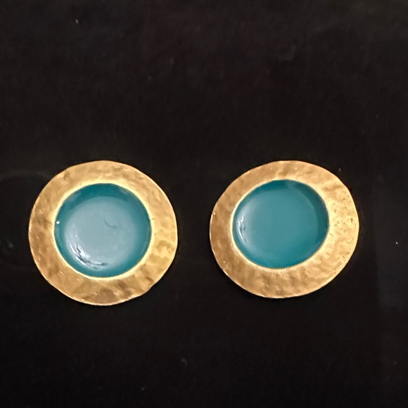Jewelry - Gold and Turquoise Circular Earrings